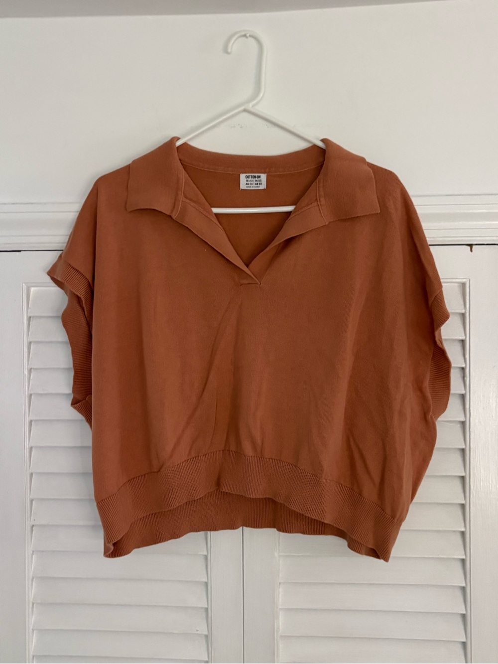 COTTON ON Terra Cotta Short Sleeve Polo Sweater Top